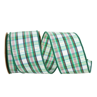 JAM Paper 2.5" x 10yd. Petersburg Wired Edge Plaid Ribbon