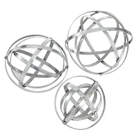 Silver Metal Modern Orbs Balls Sculpture Set