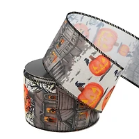 2.5" x 20ft. Haunted House with Pumpkins & Bats Wired Ribbon by Celebrate It® Halloween