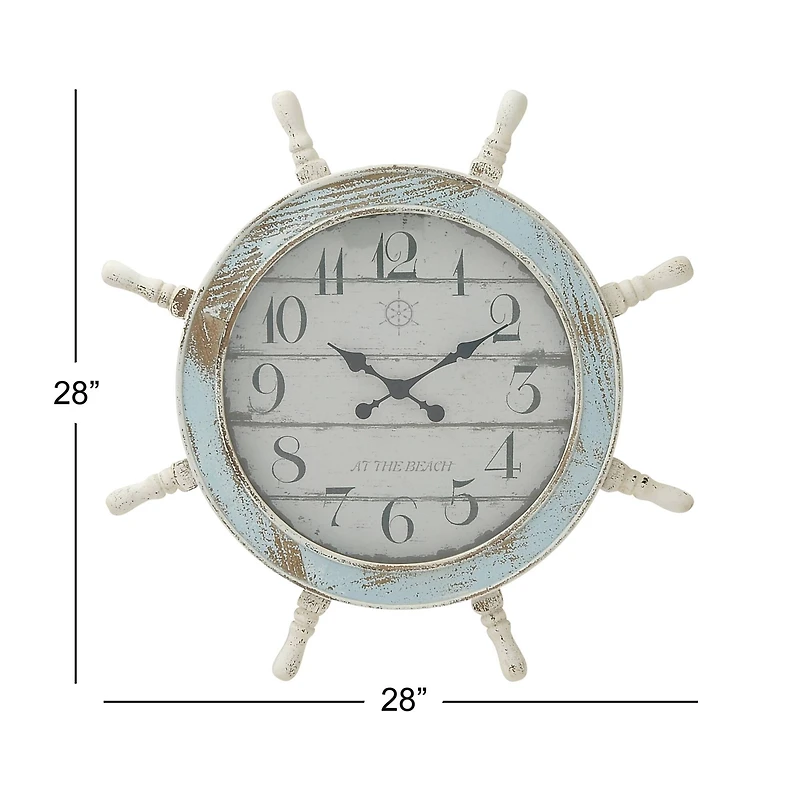 Blue Coastal Wood Wall Clock