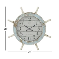 Blue Coastal Wood Wall Clock