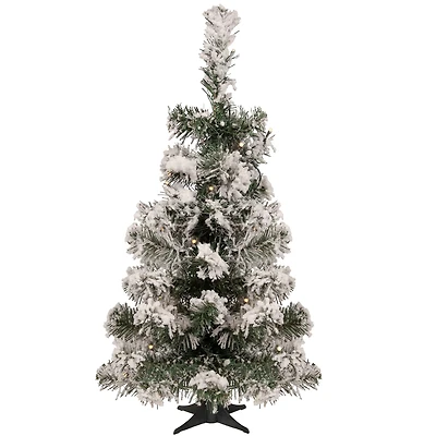 2ft. Pre-Lit Flocked Bristol Pine Artificial Christmas Tree, Warm Clear LED Lights