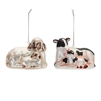 Farm Animals Frosted Glass Ornament Set