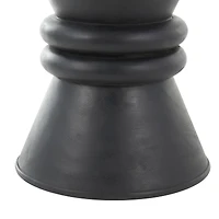 18" Black Wood Handmade Carved Hourglass Accent Table with 3D Ring Center