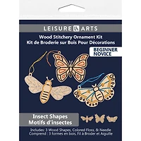 Leisure Arts® Beginner Insect Shapes 3 Piece Wood Stitchery Ornament Kit