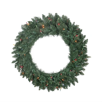 2.5ft. Pre-Lit Traditional Pine Christmas Wreath, Multicolor Lights