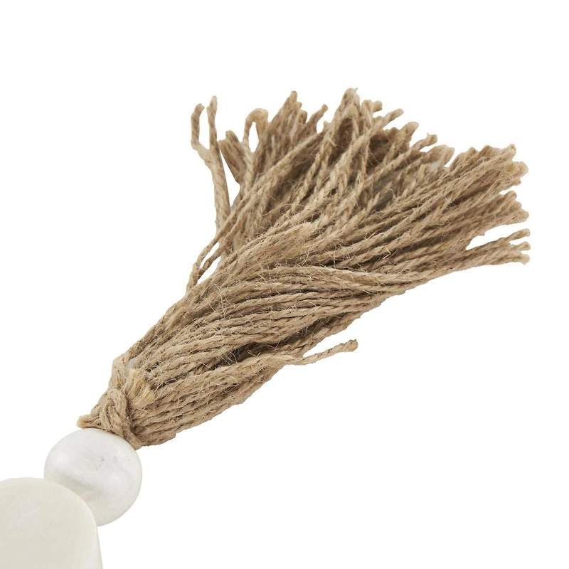 44" White Marble & Brown Jute Handmade Orb Beaded Garland with Tassel