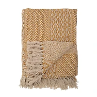 Hello Honey® Yellow Cotton Blend Knit Throw Blanket with Fringe