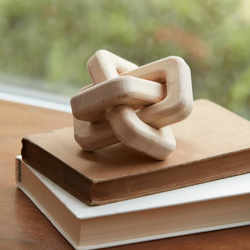 4.5" Oak Wood Square Link Decor Sculptures, 3ct.