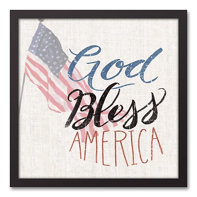 God Bless America Black Framed Canvas