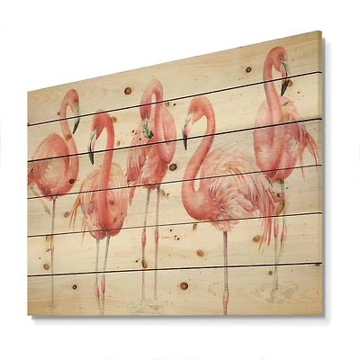 Designart - Gracefully Pink Shabby flamingo
