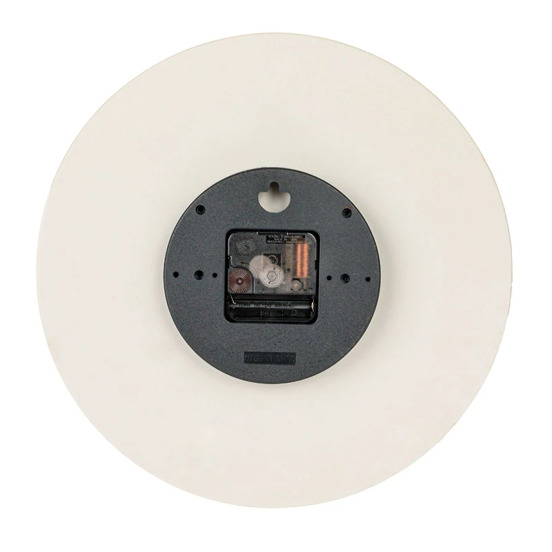 Hello Honey® 12" Beige & Natural Round Stoneware & Wood Wall Clock