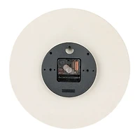 Hello Honey® 12" Beige & Natural Round Stoneware & Wood Wall Clock