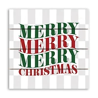 Merry Merry Merry Check 11.75" x 11.75" Pallet Wood Wall Art