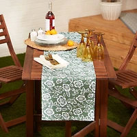 Artichoke Green  Floral Print Outdoor Table Runner, 14" x 72"