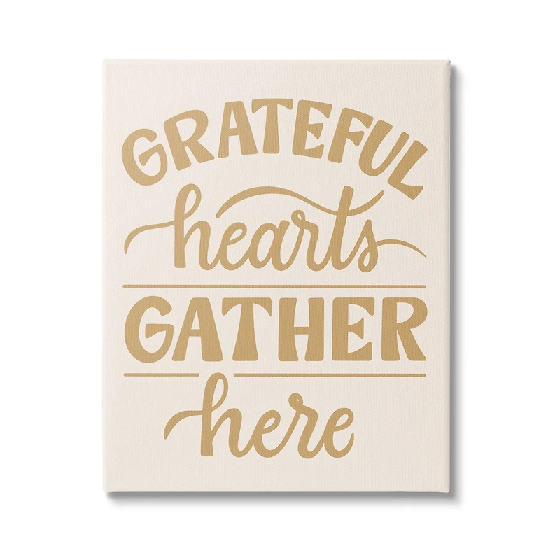 Stupell Industries Grateful Hearts Gather Here Phrase Canvas Wall Art