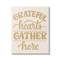 Stupell Industries Grateful Hearts Gather Here Phrase Canvas Wall Art