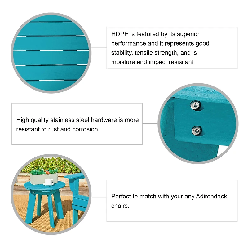 Glitzhome® 20" Outdoor Patio Round Side Table