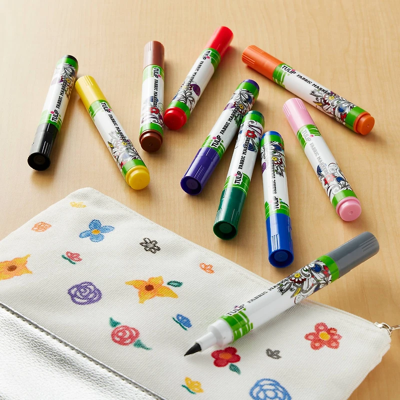 12 Packs: 10 ct. (120 total) Tulip® Fabric Markers®, Brush Tip 