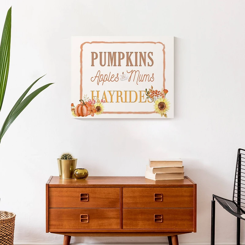 Pumpkins & Hayrides Farm Sign Canvas Wall Art