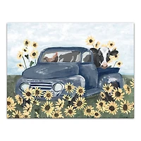 Farmhouse Animals in Truck 40" x 30" Canvas Wall Art