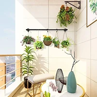 Black Metal Wall Mounted Multi-Purpose Clothing Rack