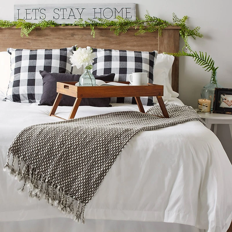 DII® Gray & White Textured Acrylic Throw