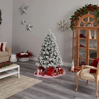 5ft. Pre-Lit Flocked Oregon Pine Artificial Christmas Tree, Clear Lights