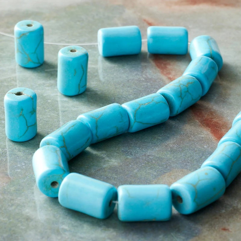 Turquoise Howlite Tube Beads, 12mm by Bead Landing™
