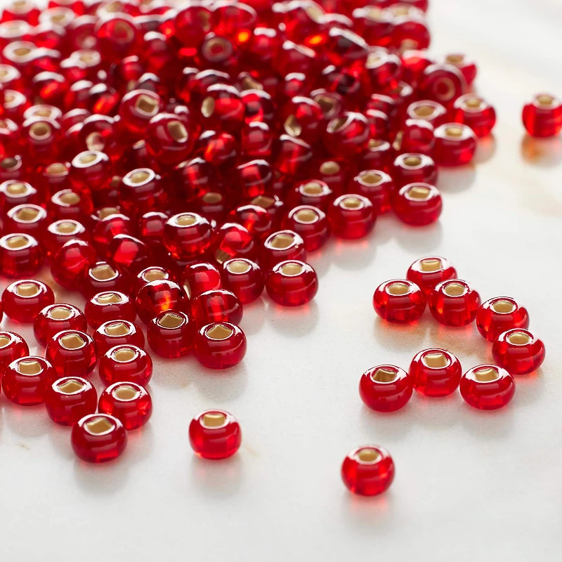 12 Pack: John Bead Ruby Silver Lined Czech Glass Seed Beads, 6/0