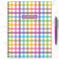 TF Publishing 2025 Large Madras Plaid Weekly Monthly Spiral Planner