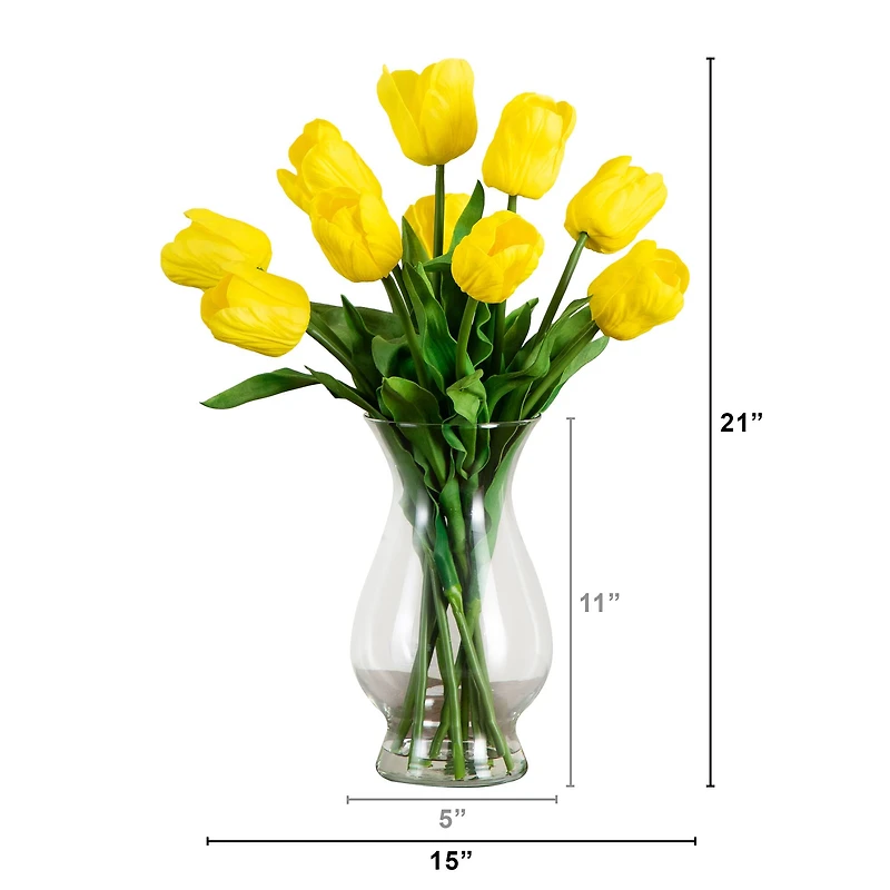 21" Artificial Tulip Arrangement in Glass Vase