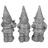15.75" Gray Gardening Garden Gnomes Outdoor Statues Set