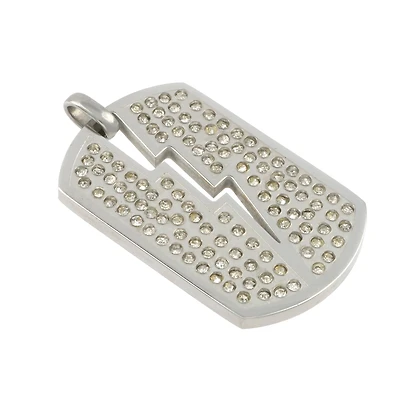 Rhodium Crystal Lightning Bolt Dog Tag Pendant by Bead Landing™