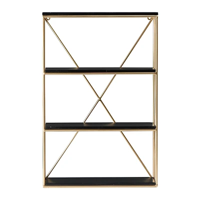 Hello Honey® 24" Wood & Gold Rectangle Wall Shelf