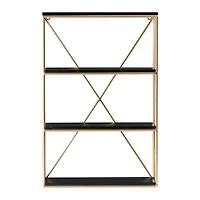Hello Honey® 24" Wood & Gold Rectangle Wall Shelf