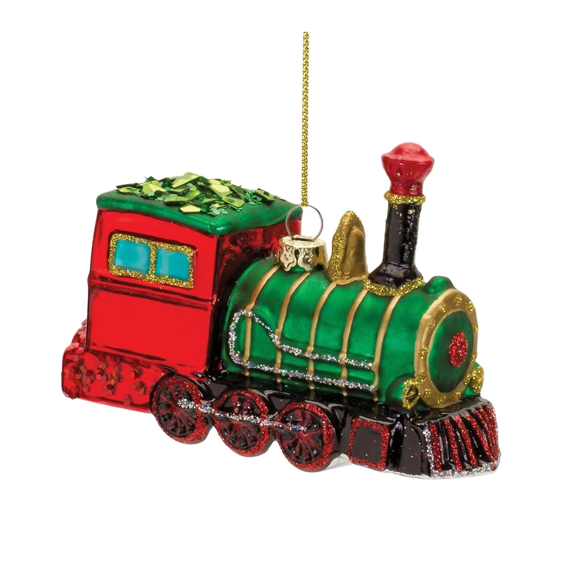 6ct. 3" Glittered Glass Train Ornaments
