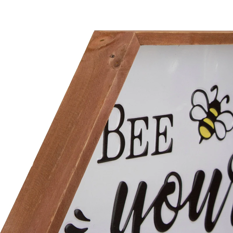 Wooden Framed Bee Yourself Metal Sign Spring Wall & Tabletop Décor