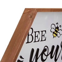 Wooden Framed Bee Yourself Metal Sign Spring Wall & Tabletop Décor