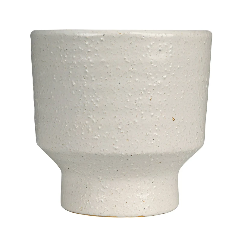 Hello Honey® 5.5" White & Mustard Reactive Glaze Flower Stoneware Footed Planter