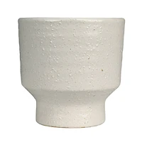 Hello Honey® 5.5" White & Mustard Reactive Glaze Flower Stoneware Footed Planter