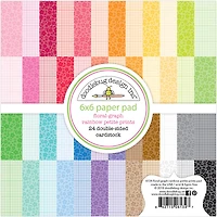 Doodlebug Design Inc.™ Petite Prints Floral Graph Rainbow 6" x 6" Cardstock, 24 Sheets