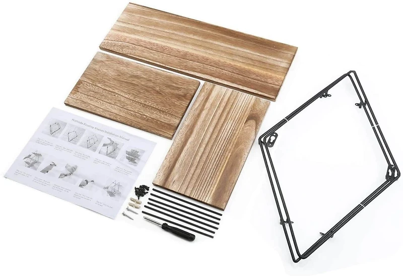 Haitral Rustic 3-Tier Brown Floating Shelf