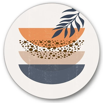 Designart - Abstract Geometrical Sun and Moon With Leaf IV