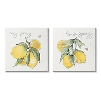 Stupell Industries Easy Peasy Lemon Squeezy Phrase Yellow Honey Bees Canvas Wall Art