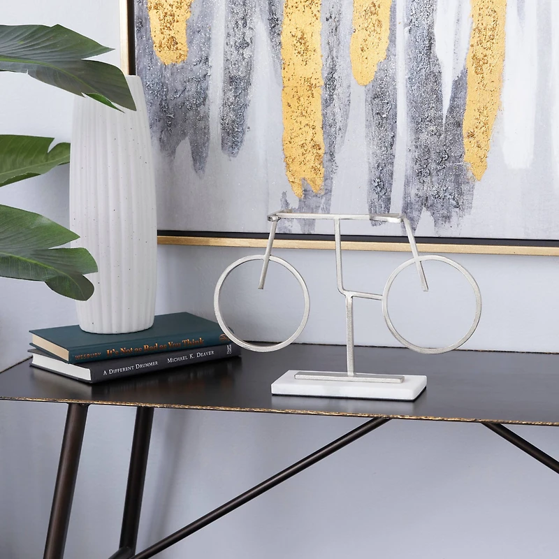 13" Silver Metal Contemporary Bicycle Sculpture