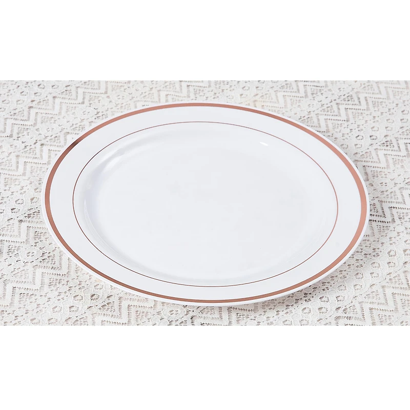 10.5" Rose Gold & White Plastic Plates by Celebrate It™, 10ct.