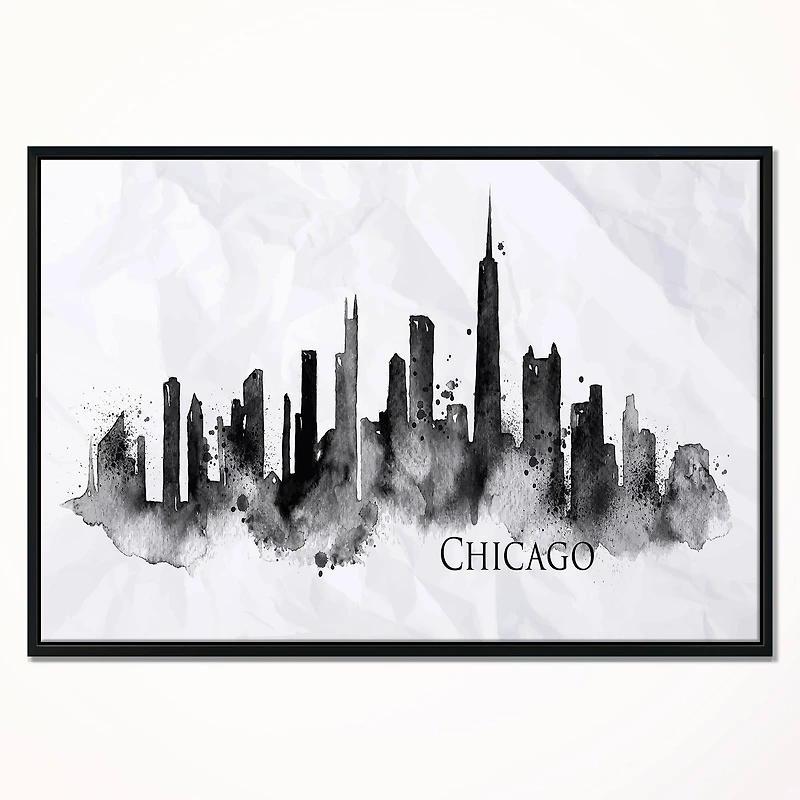 Designart - Chicago Black Silhouette