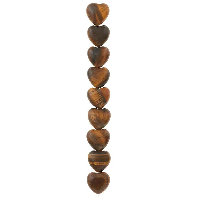 Brown Tiger's Eye Heart Semi-Precious Beads by Bead Landing™, 12mm 