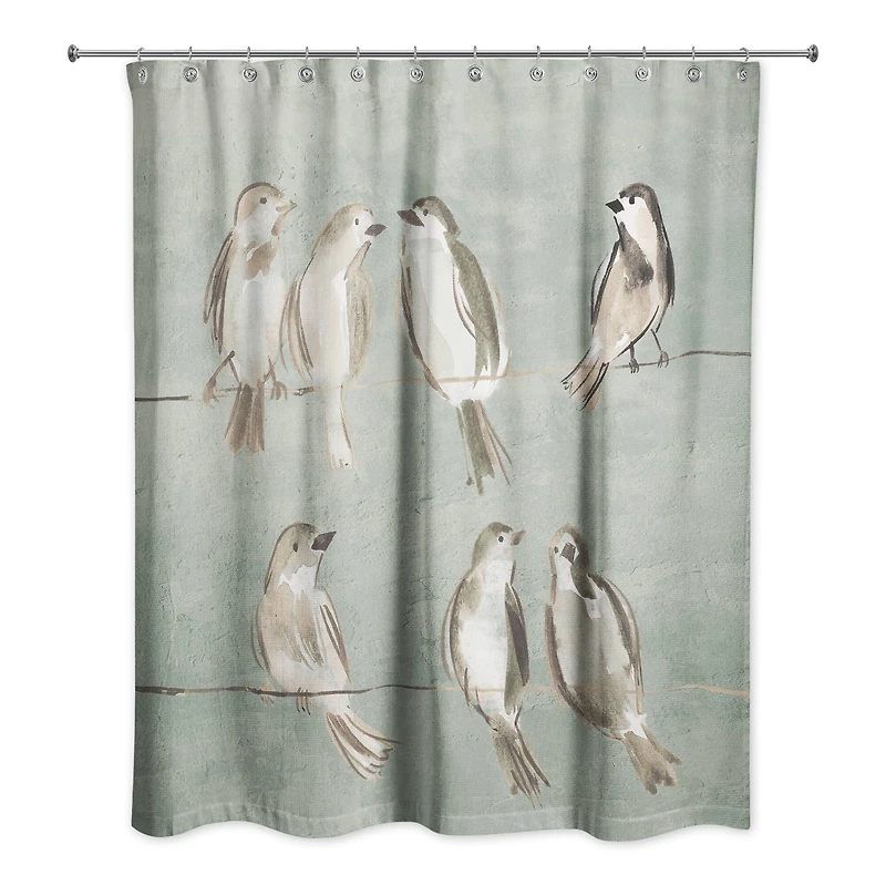 Birds on a Wire Sage 71" x 74" Shower Curtain